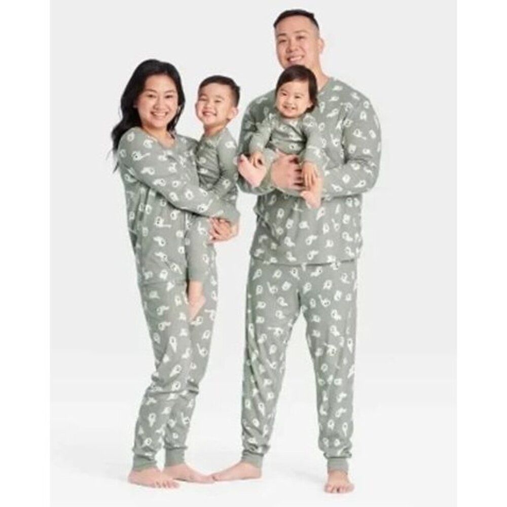 Womens Halloween Ghost Pajama Set Grey
